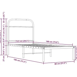 Tête de lit de remplacement chêne sonoma 75 cm acier et bois d'ingénierie vidaXL