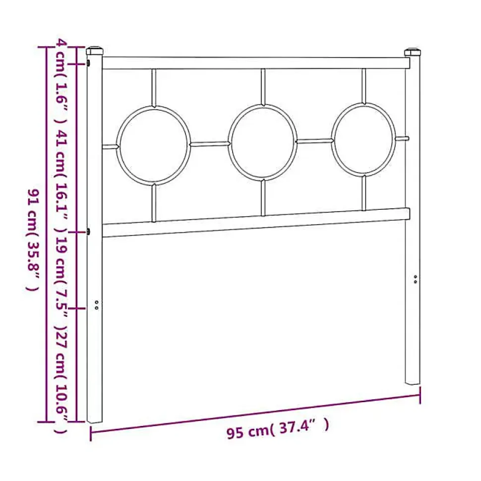 Tête de lit de remplacement métal noir 90 cm vidaXL