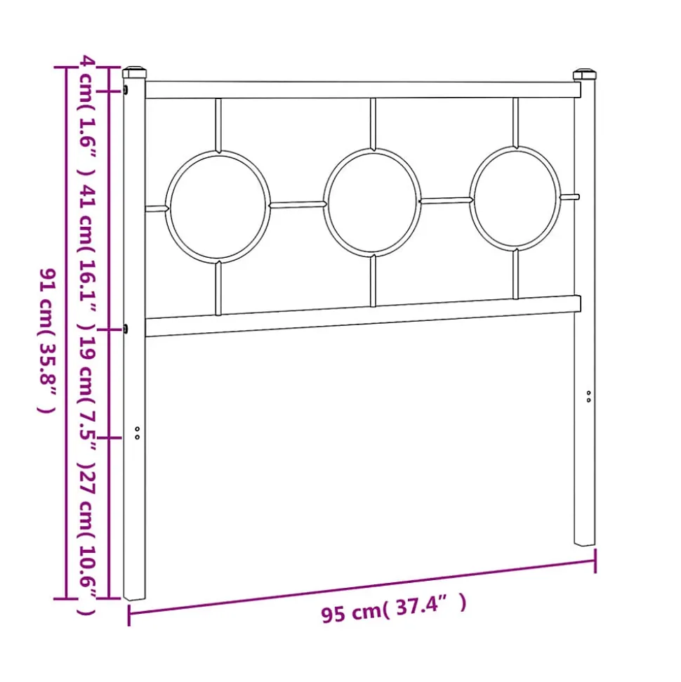 Tête de lit de remplacement métal noir 90 cm vidaXL