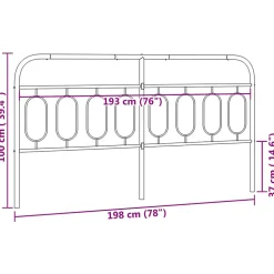 Tête de lit de remplacement métal noir 193 cm vidaXL