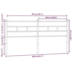 Tête de lit de remplacement chêne marron 200 cm acier et bois d'ingénierie vidaXL