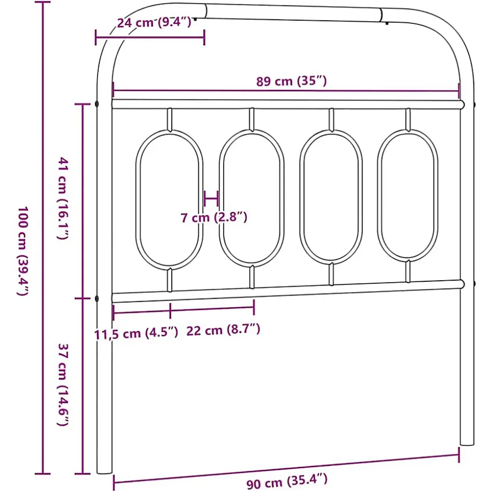 Tête de lit de remplacement métal blanc 90 cm vidaXL