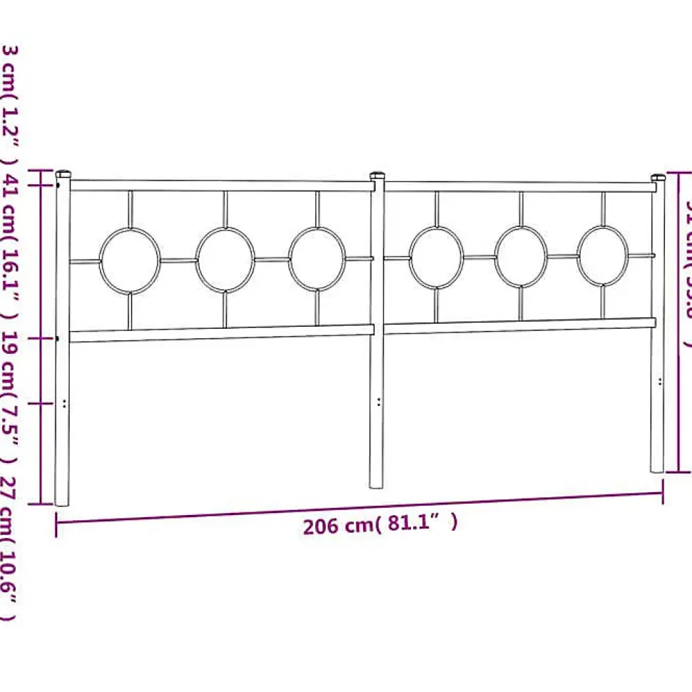 Tête de lit de remplacement métal noir 200 cm vidaXL