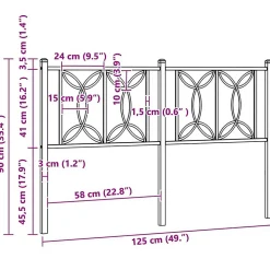 Tête de lit de remplacement métal noir 120 cm vidaXL