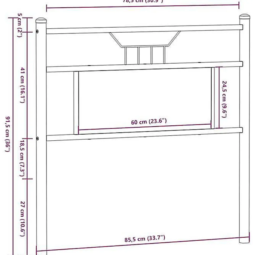 Tête de lit de remplacement chêne marron 80 cm bois d'ingénierie et acier vidaXL