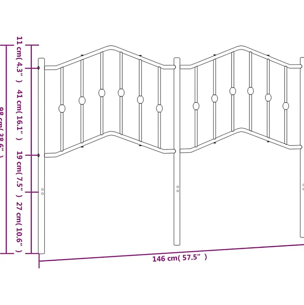 Tête de lit de remplacement métal noir 140 cm vidaXL