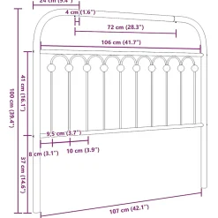 Tête de lit de remplacement métal noir 107 cm vidaXL