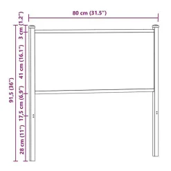 Tête de lit de remplacement chêne fumé 75 cm bois d'ingénierie et acier vidaXL