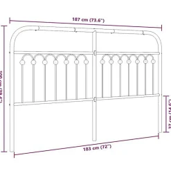 Tête de lit de remplacement métal noir 180 cm vidaXL