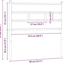 Tête de lit de remplacement chêne marron 75 cm acier et bois d'ingénierie vidaXL