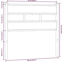 Tête de lit de remplacement chêne marron 75 cm acier et bois d'ingénierie vidaXL