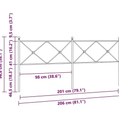 Tête de lit de remplacement métal noir 200 cm vidaXL