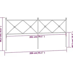 Tête de lit de remplacement métal noir 200 cm vidaXL