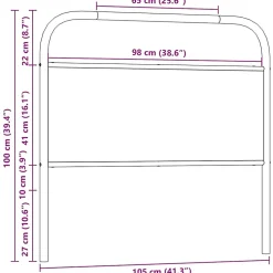 Tête de lit de remplacement chêne fumé 100 cm acier et bois d'ingénierie vidaXL