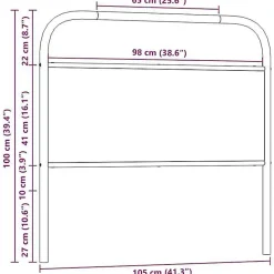 Tête de lit de remplacement chêne fumé 100 cm acier et bois d'ingénierie vidaXL