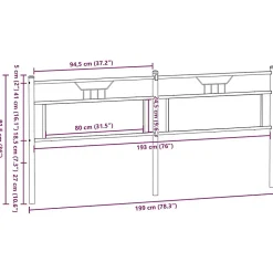 Tête de lit de remplacement chêne fumé 193 cm bois d'ingénierie et acier vidaXL