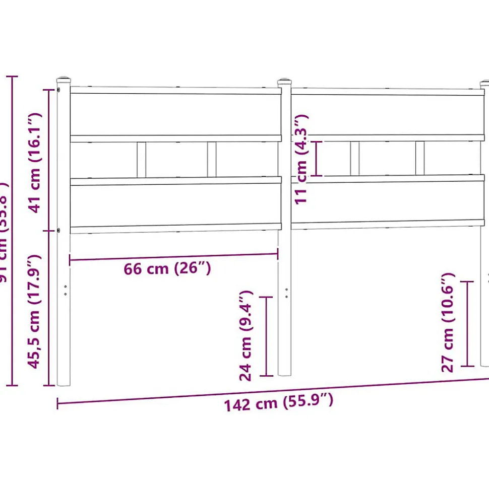 Tête de lit de remplacement chêne marron 135 cm acier et bois d'ingénierie vidaXL