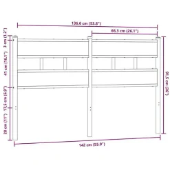 Tête de lit de remplacement chêne marron 135 cm acier et bois d'ingénierie vidaXL