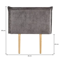 Tête de lit DELMO 90 sur pieds, en tissu - Gris