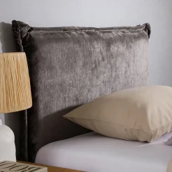 Tête de lit DELMO 90 sur pieds, en tissu - Gris