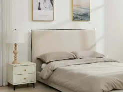 Tête de lit déhoussable 150 cm - Coton et lin - Beige et noir - CHESMA