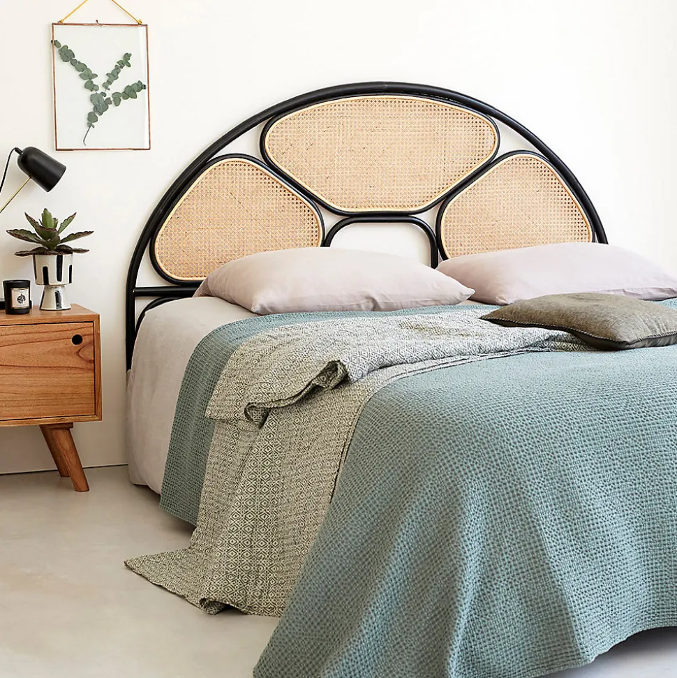 Tête de lit en cannage et rotin noir 160 cm