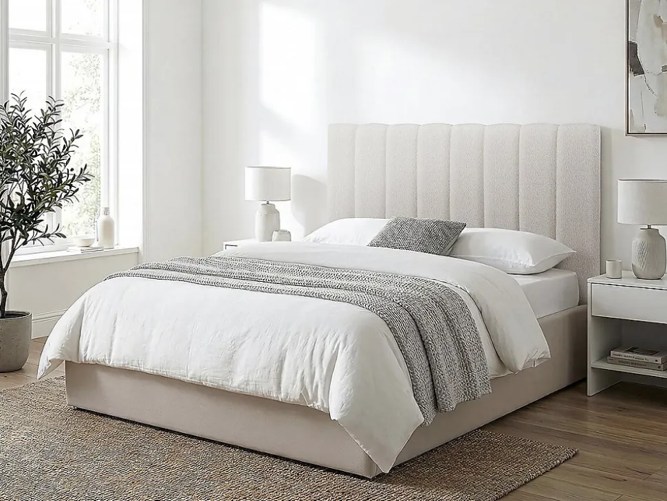 Tête de lit en tissu texturé "Val Thorens" Beige 140 cm