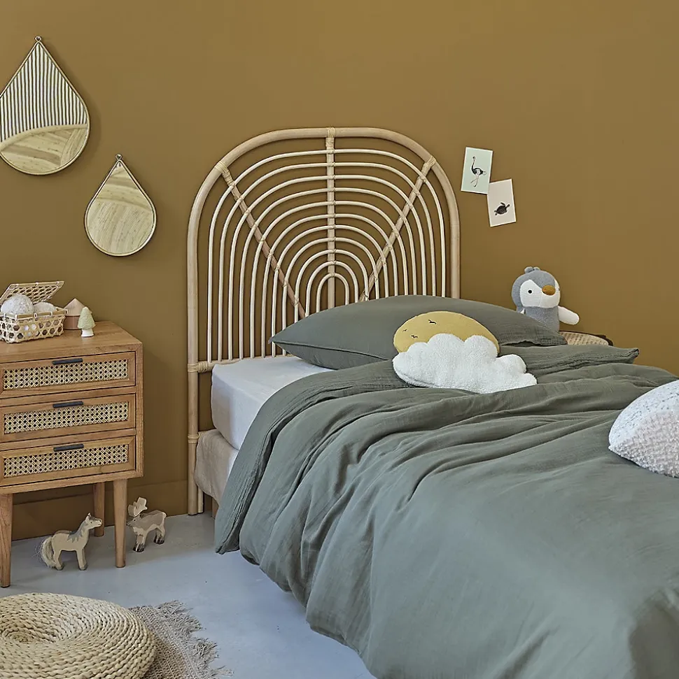 Tête de lit enfant arrondie en rotin 90 cm