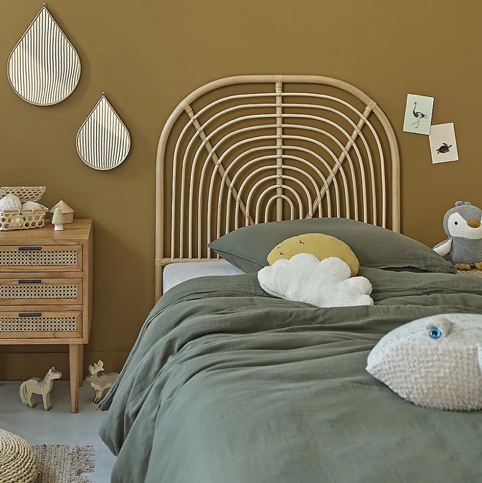 Tête de lit enfant arrondie en rotin 90 cm