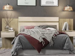 Tête de lit extensible avec chevets - 140/160 cm - Coloris : Naturel et ivoire - PARATI