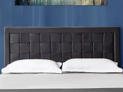 Tête de lit JENNA - 160 cm - Velours - Gris foncé