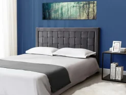 Tête de lit JENNA - 140 cm - Velours - Gris foncé