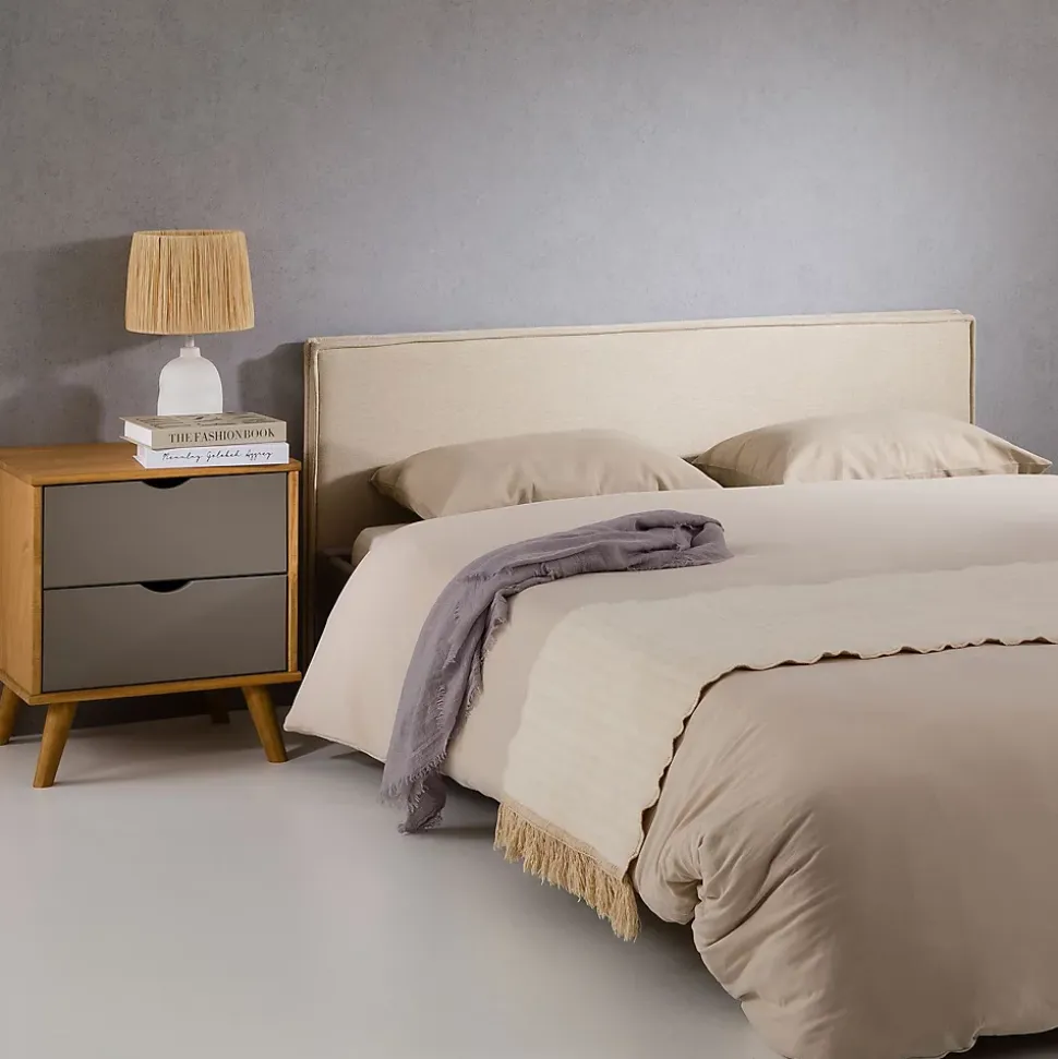 Tête de lit KLAO 160 sur pieds, en tissu - Écru