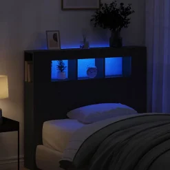 Tête de lit LED avec étagère Chêne noir 120 x 18,5 x 103,5 cm vidaXL