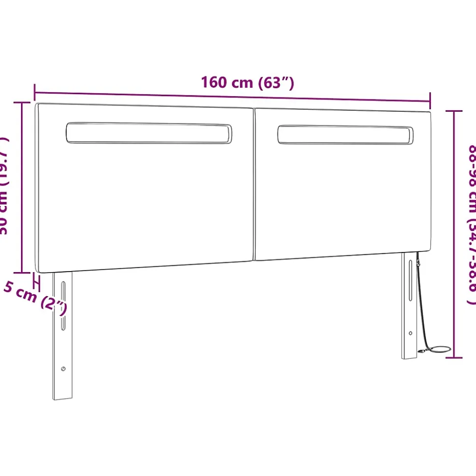 Tête de lit LED Blanc 160 cm Cuir synthétique vidaXL