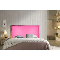 Tête de lit Lily en similicuir rose 90