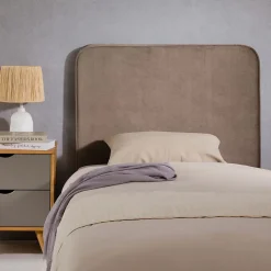 Tête de lit LUNAR 90 avec fixation murale, en tissu - Grège