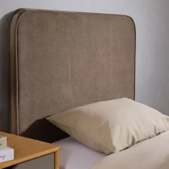 Tête de lit LUNAR 90 avec fixation murale, en tissu - Grège