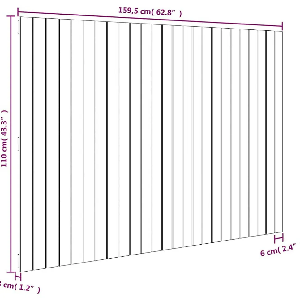 Tête de lit murale Blanc 159,5x3x110 cm Bois massif de pin vidaXL