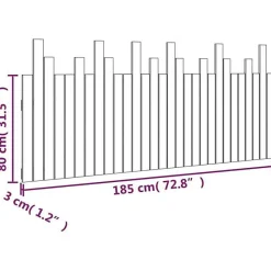 Tête de lit murale 185x3x80 cm Bois massif de pin vidaXL