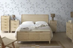 Tête de lit plaquée en bois de chêne et finition beige 165x60 cm