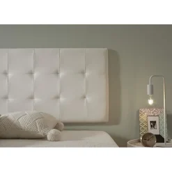 Tête de lit pour lit 160 capitone similicuir carrés 162 x 57 x 5 cm Rembourrage en mousse et renfort de dossier couleur Blanc. ECC