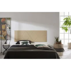 Tête de lit pour lit de 80 Deux Diamants de Similicuir 112 x 57 x 5 cm Rembourrage en mousse Couleur Camel Clair. ECCOX
