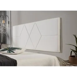 Tête de lit pour lit de 120 Deux diamants en similicuir 152 x 57 x 5 cm Rembourrage en mousse Couleur Blanc. ECCOX
