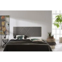 Tête de lit pour lit de 100 Deux diamants en similicuir 112 x 57 x 5 cm Rembourrage en mousse Couleur Gris. ECCOX
