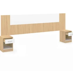 Tête de lit sur pied avec chevets modulables SAPA pour lit 140, 160 ou 180 cm bois et blanc