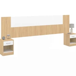 Tête de lit sur pied avec chevets modulables SAPA pour lit 140, 160 ou 180 cm bois et blanc