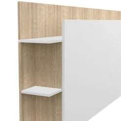 Tête de lit sur pied CIRI pour lit 140 et 160 cm avec rangements blanc et bois