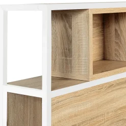 Tête de lit sur pied DETROIT 145 cm bois et métal blanc design industriel