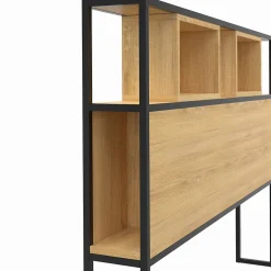 Tête de lit sur pied DETROIT 165 cm bois et métal noir design industriel